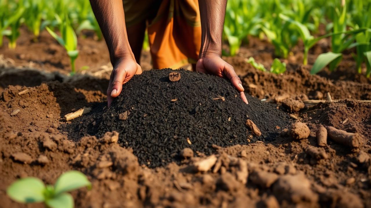 Biochar in field